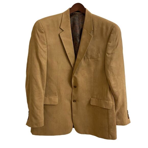 Lauren Ralph Lauren Tan Faux Suede Sport Jacket Blazer Size 44L - Picture 1 of 4